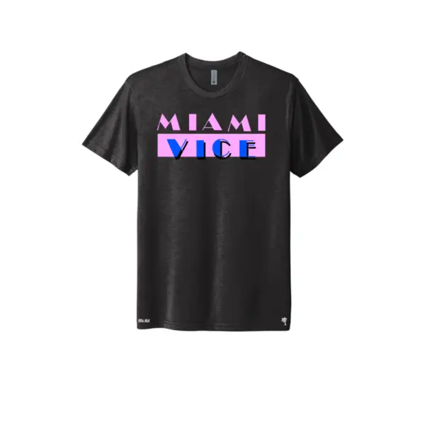 Black/Pink/Blue - Miami Vice Retro Triblend T-Shirt