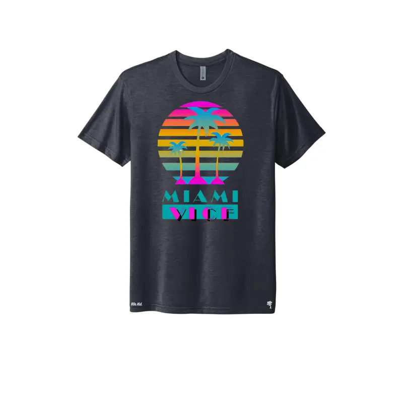 Navy - Miami Vice (Palm Tree) Retro Triblend T-Shirt Navy - Miami Vice (Palm Tree) Retro Triblend T-Shirt