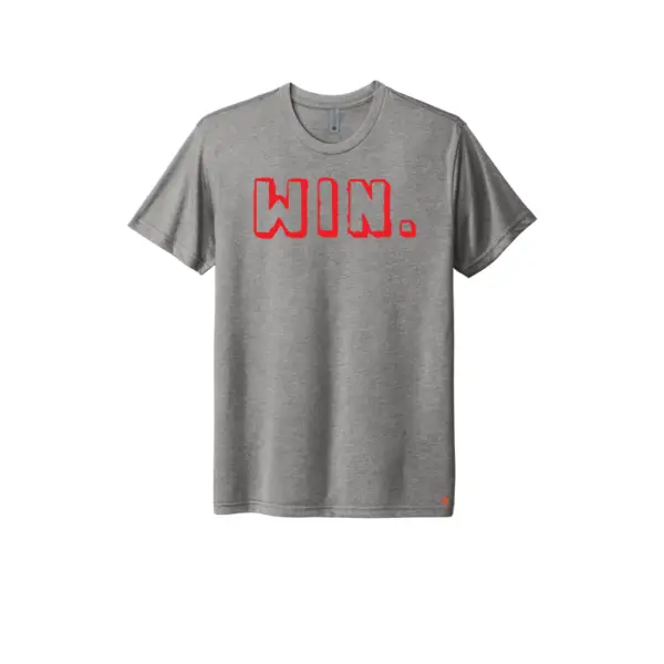 Premium gray triblend t-shirt showcasing the minimalist Win; design, made with high-quality triblend fabric for exceptional comfort and durability, available in sizes S-3XL.