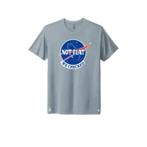 Stylish denim triblend t-shirt featuring the science-inspired Not Flat - We Checked; design, combining soft, lightweight triblend material with a modern fit, available in sizes S-3XL.