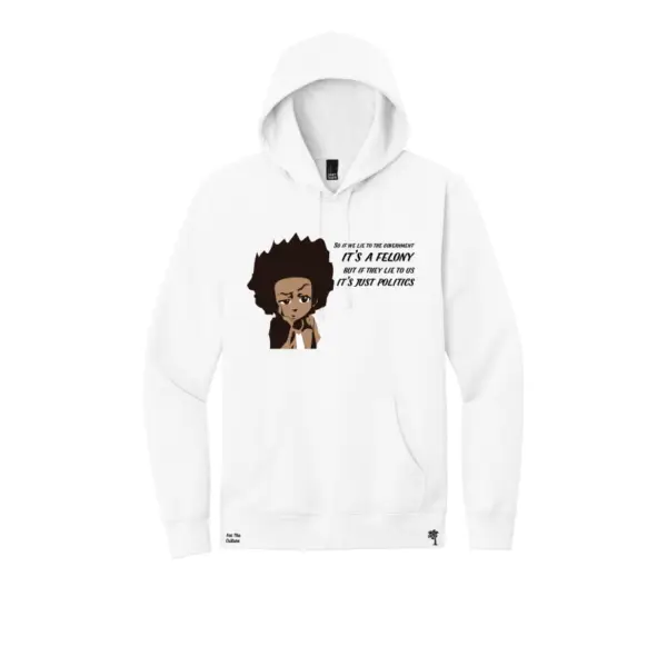 White - Revolutionary - Political Statement - Huey Freeman Style - Fleece Hoodie