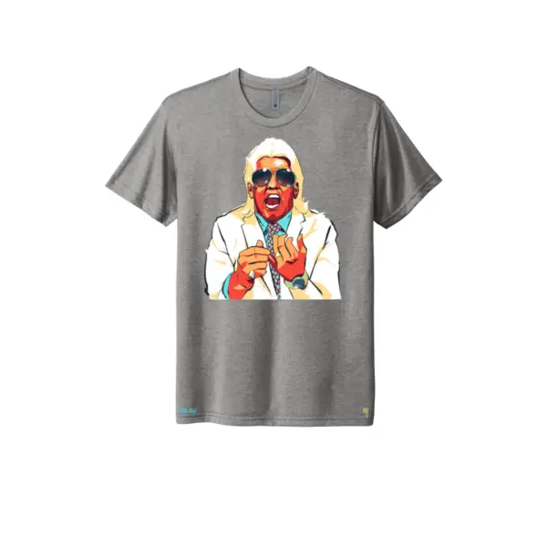 Gray colored Ric Flair with shades t-shirt