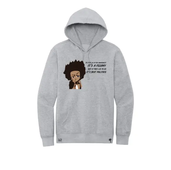 Gray - Revolutionary - Political Statement - Huey Freeman Style - Fleece Hoodie