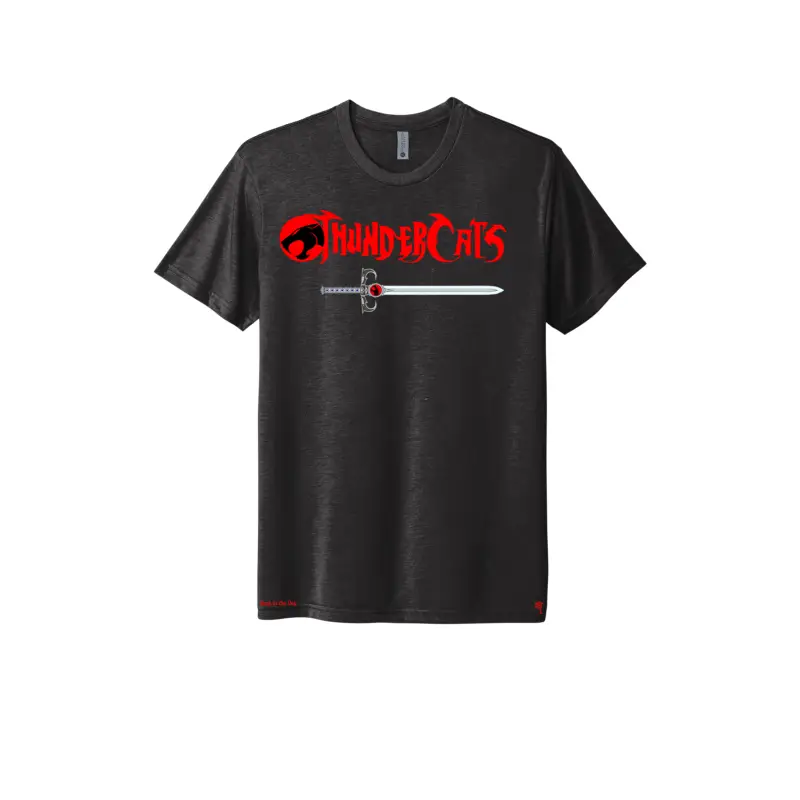 Black Thundercats Triblend T-shirt with red letters