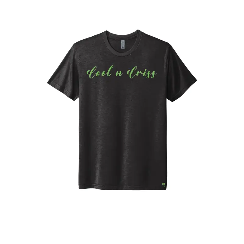 Stylish black triblend t-shirt with crisp bud custom lettering, designed with durable and ultra-soft triblend material for a modern, comfortable look, available in sizes S-3XL
