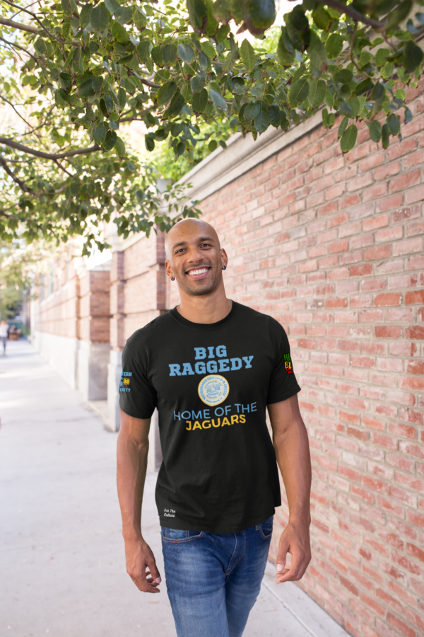 Man wearing a Black - Big Raggedy Southern University - Triblend T-Shirt