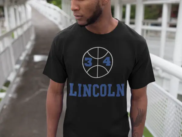 Man wearing a Black Lincoln High - Jesus Shuttlesworth - He Got Game Triblend T-Shirt