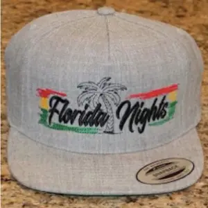 Gray Florida Nights Apparel Brand (Rasta) Logo Snapback Hat