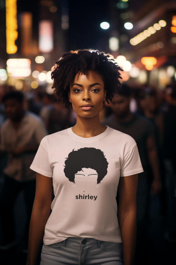 Young woman wearing a Pink - Shirley Chisholm Silhouette Triblend T-Shirt