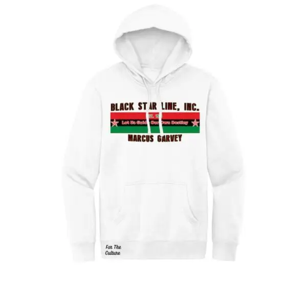 White - Marcus Garvey Black Star Line (Large Flag) Fleece Hoodie