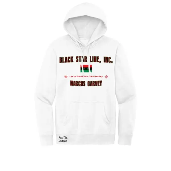 White - Marcus Garvey Black Star Line (Small Flag) Fleece Hoodie