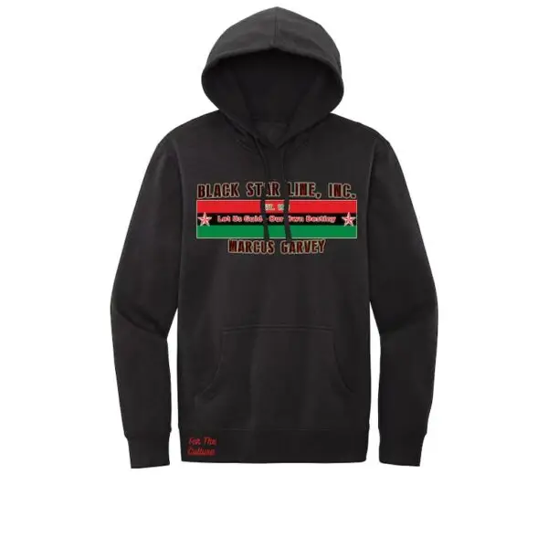 Black - Marcus Garvey Black Star Line (Large Flag) Fleece Hoodie