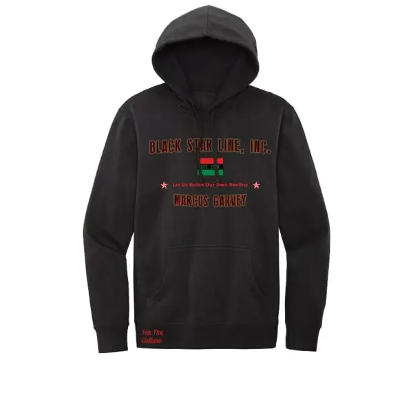 Black - Marcus Garvey Black Star Line (Small Flag) Fleece Hoodie