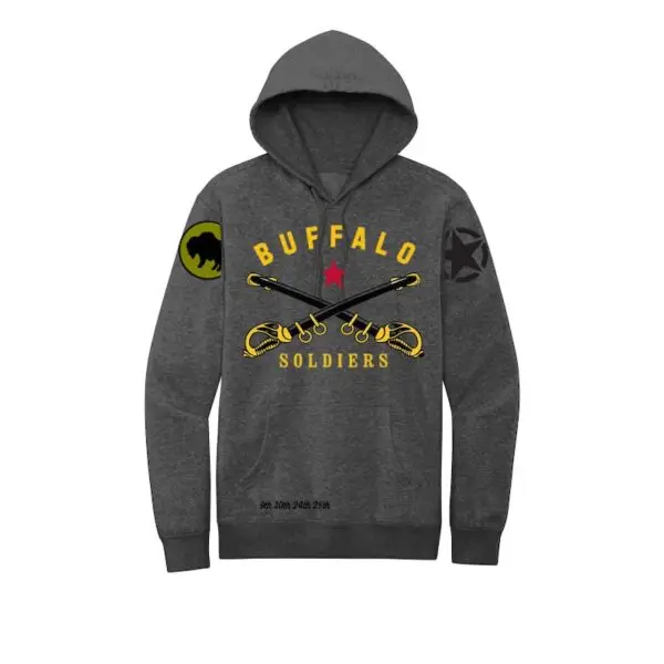 Gray Buffalo Soldiers Cavalry Fleece Hoodie