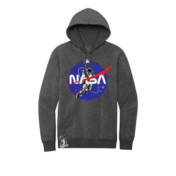 Gray - NASA Moon Man Basketball Astronaut Fleece Hoodie