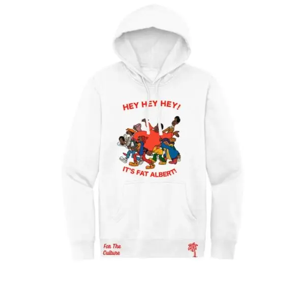 white Fat albert hey hey hey fleece hoodie