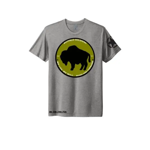 Gray Buffalo Soldiers Patch T-Shirt
