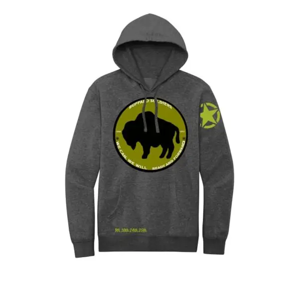 Gray Buffalo Soldiers Patch Fleece Hoodie