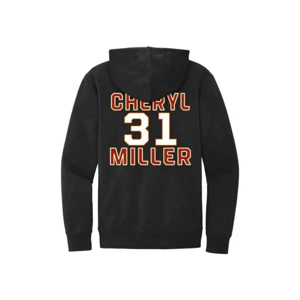 back of Black - GOAT - Basketball Legend Cheryl Miller fleece hoodie