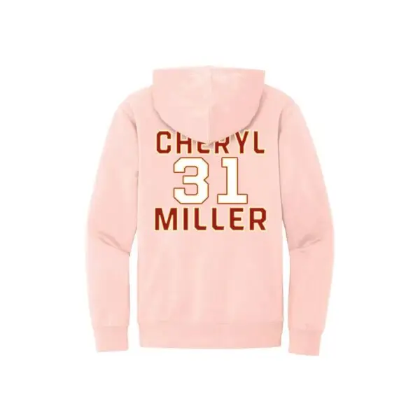 back of Pink - GOAT - Basketball Legend Cheryl Miller fleece hoodie